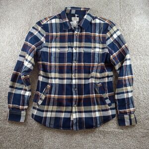 Marine‎ Layer Shirt Mens Small Blue Brown Plaid Signature Lined Camping Flannel